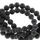Natural stone beads round 4mm matte Black agate